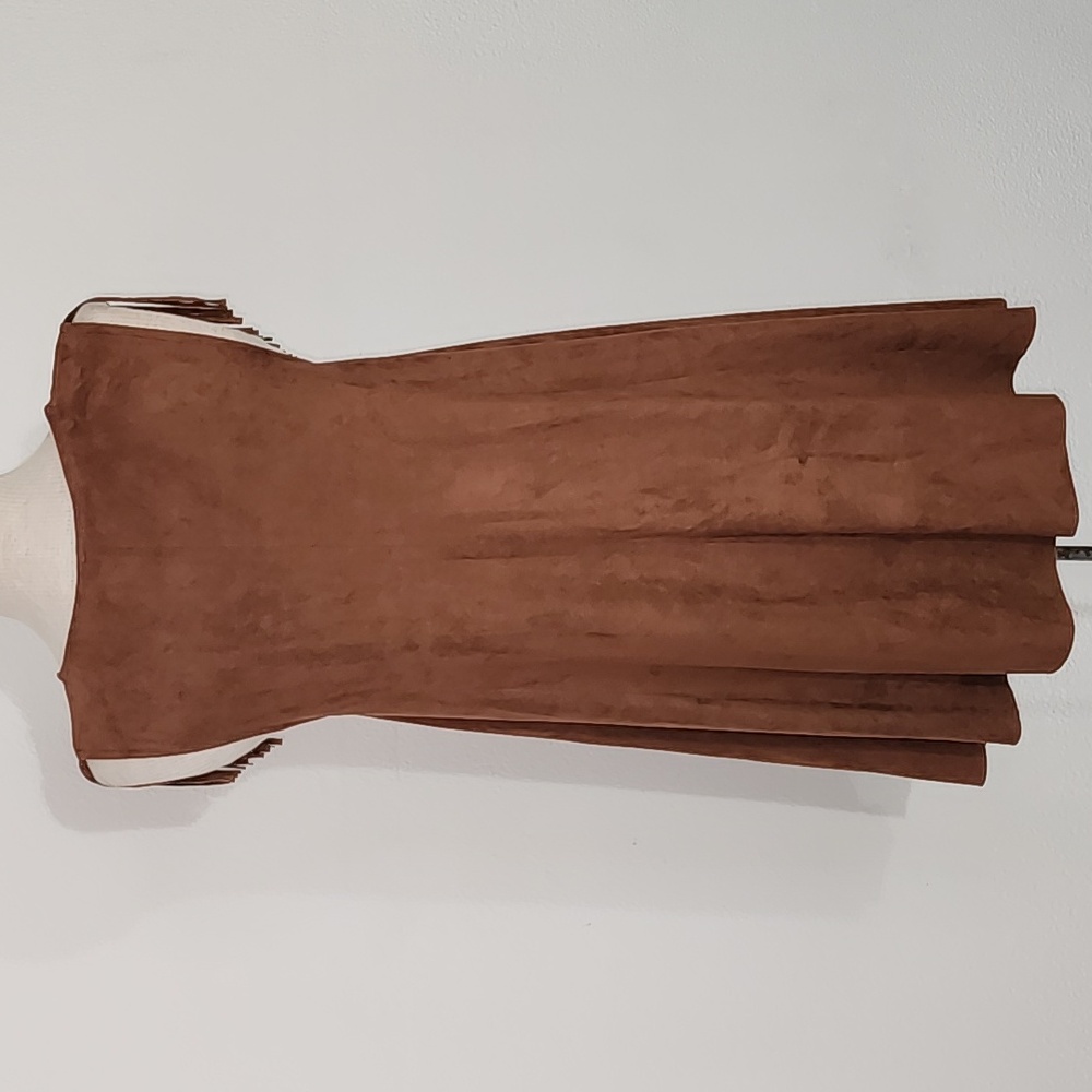 Tasha Polizzi Dress Fringed Faux Suede Western Cowgirl Brown Size S - Picture 8 of 12